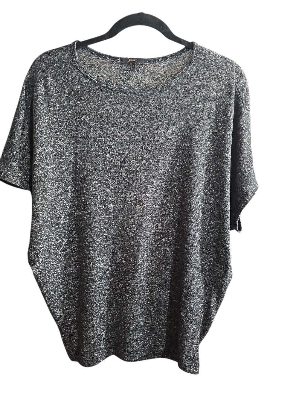 #298.Quince Heather Charcoal Relaxed Short Sleeve Top